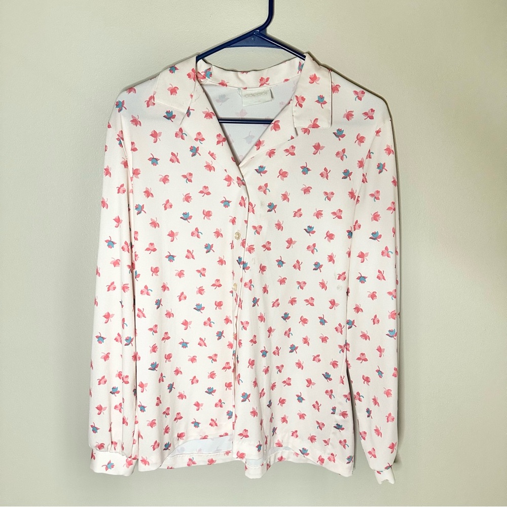 Vintage COS COB Floral Print Women's Pajama Top Size 15/16